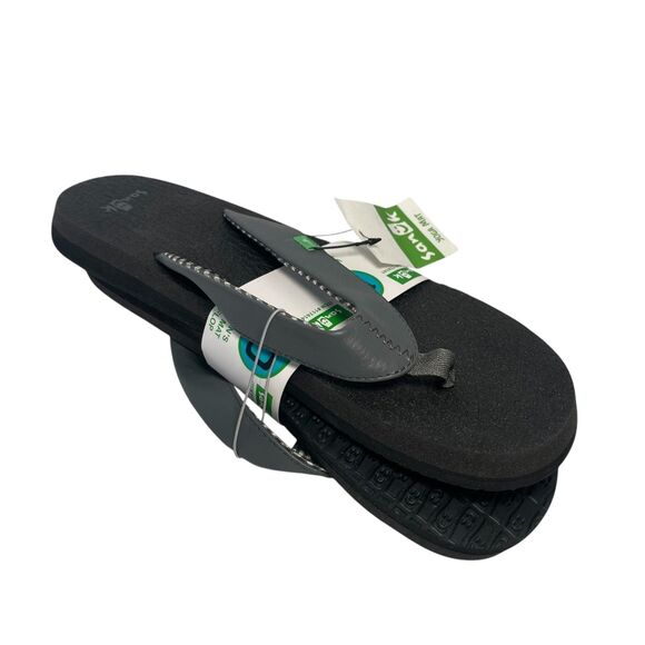 Sanuk Yoga Mat Flip Flops Casual Comfort Sandals Black Gray Women 10 NEW - Picture 1 of 4